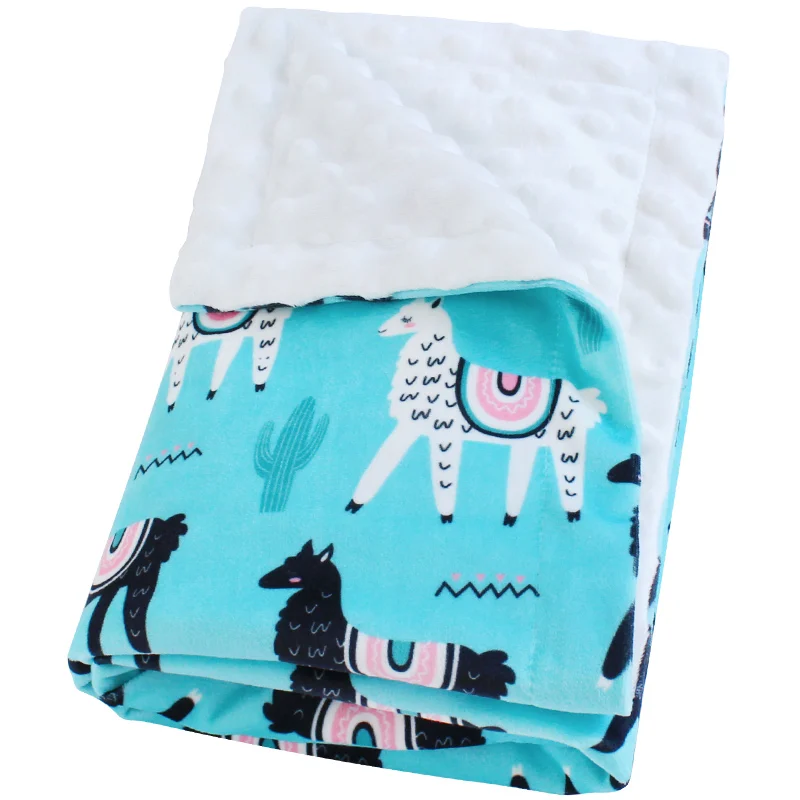Newborn Growing 100% Polyester Super Soft Minky Flannel Fleece Baby Dot Blankets