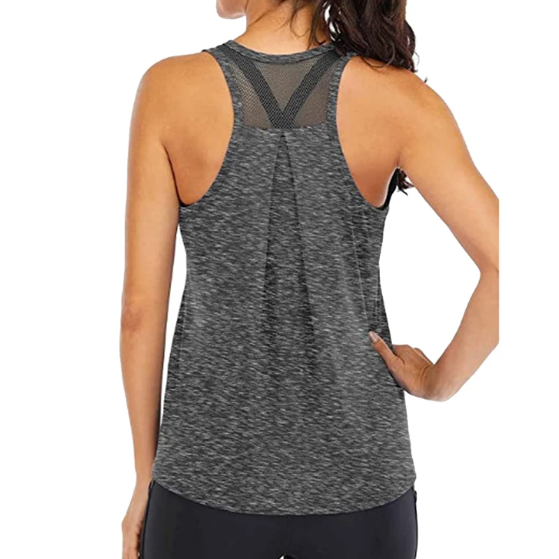 
Women Workout Vest Loose Fit Racerback Tank Tops Mesh Backless Vest Running Tank Tops 