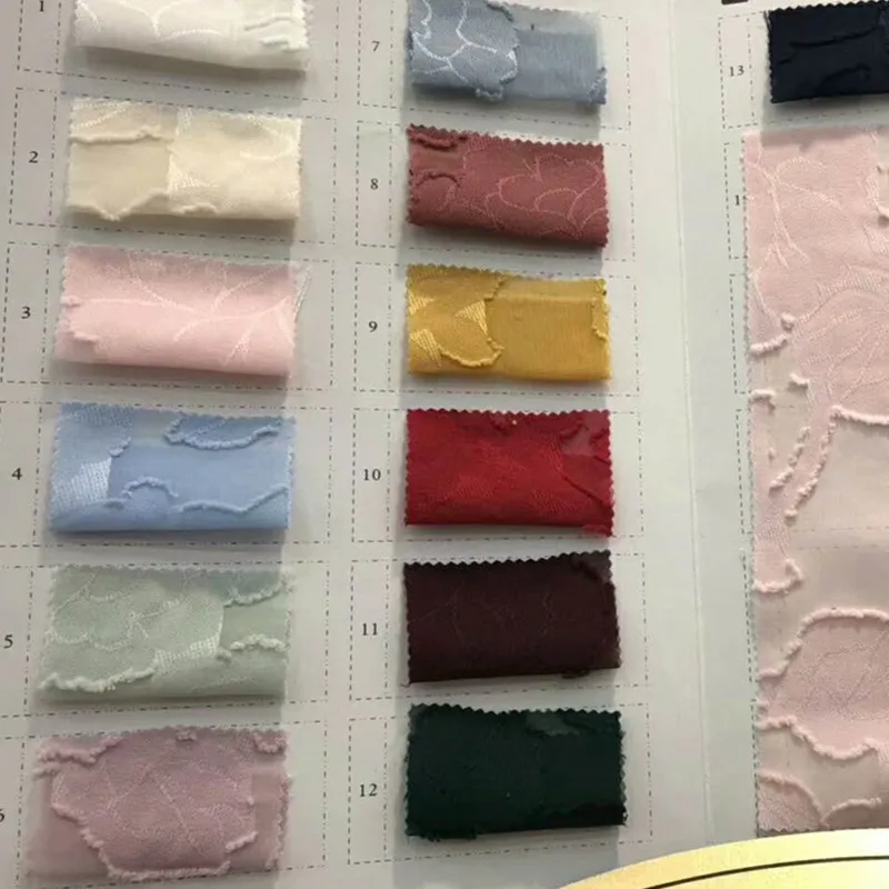 Stock china factory rose pattern cut flower jacquard chiffon fabric for fashion dress