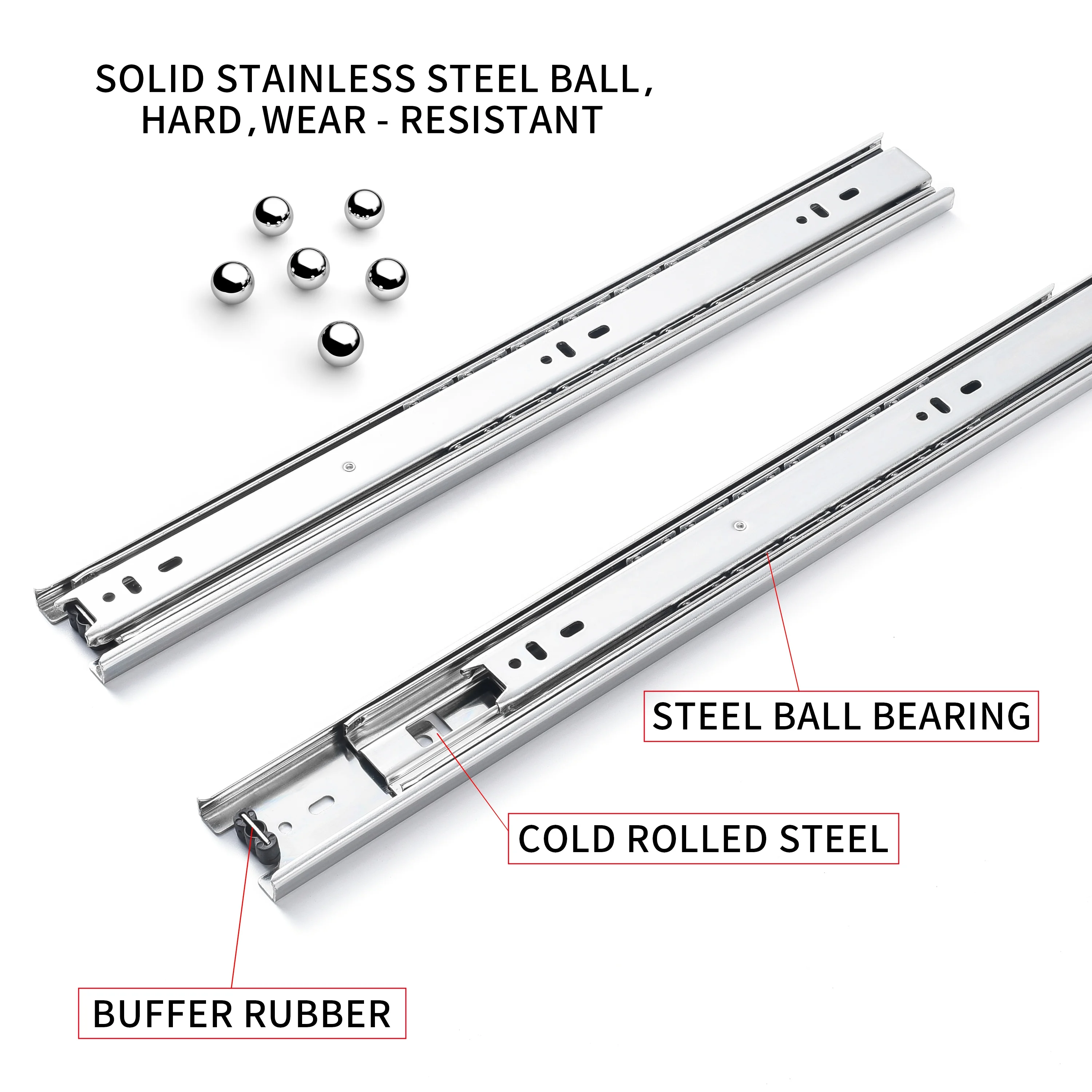 SNEIDA Wholesale Furniture Hardware Cabinet Accessories Drawer Rail Ball Bearing Telescopic Drawer Slide