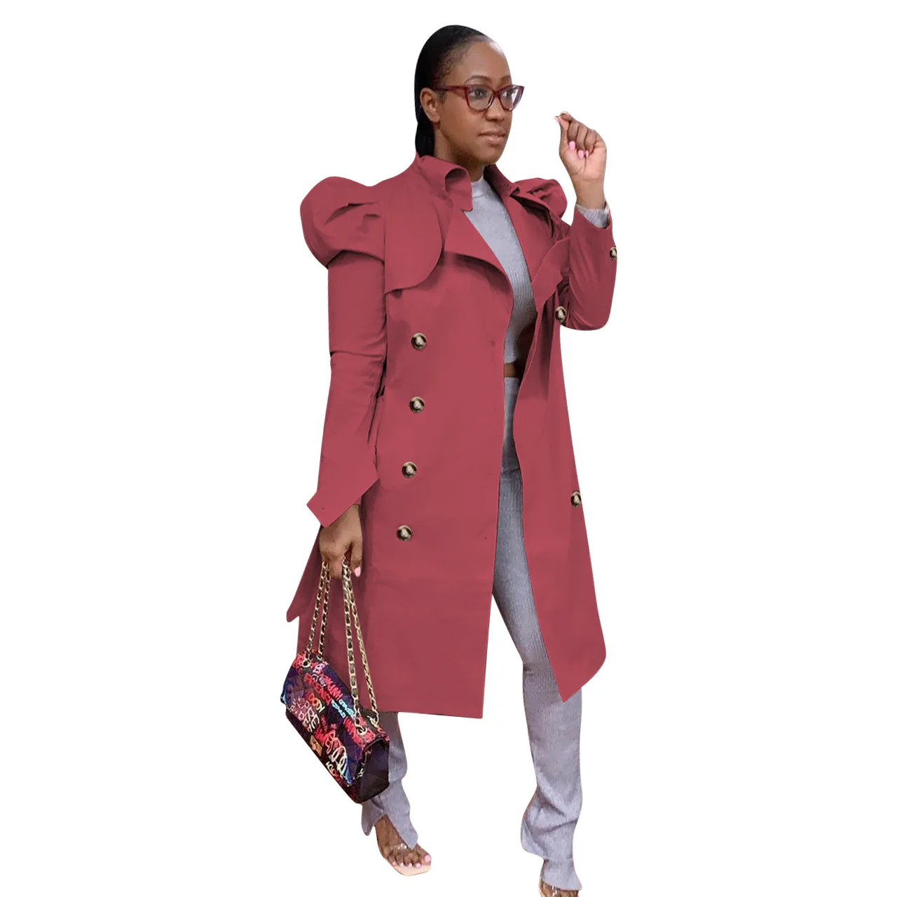 
Fashion Solid Petal Long Sleeve Button Women Jackets And Coats 2020 Winter Trench Coat For Women Ladies Trendy 