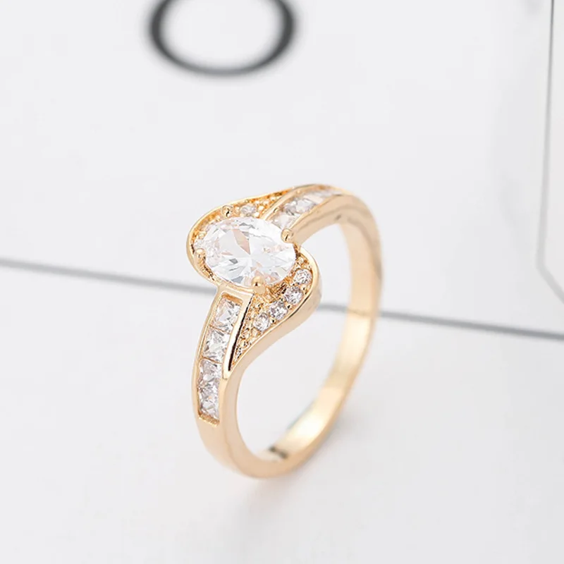 DD4789 Fashion Oval Cubic Zircon Finger Ring Women Zircon Wedding Rings Wholesale
