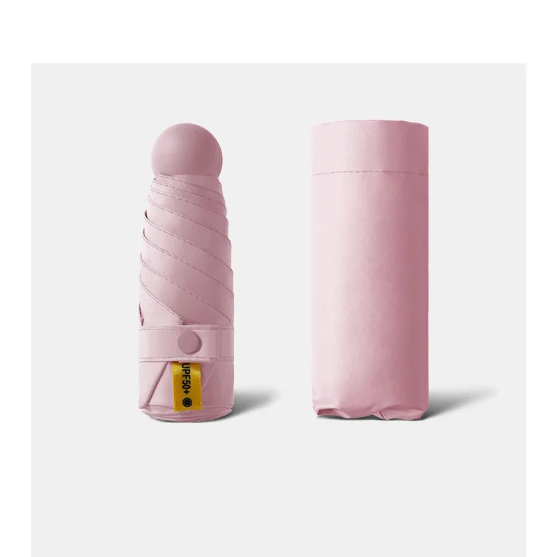 SD Custom Mini Portable Pocket Capsule Case Umbrella 5-Fold Anti UV Protection with Manual Control for Travel Adults