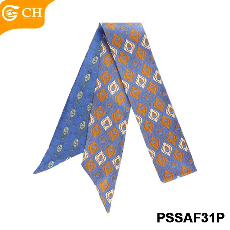 Ready to Ship Factory Women Slim Scarves Cheap Elegant Flower Printed Bevel Scarf Wholesale Stylish Handbag Head Satin Scarf