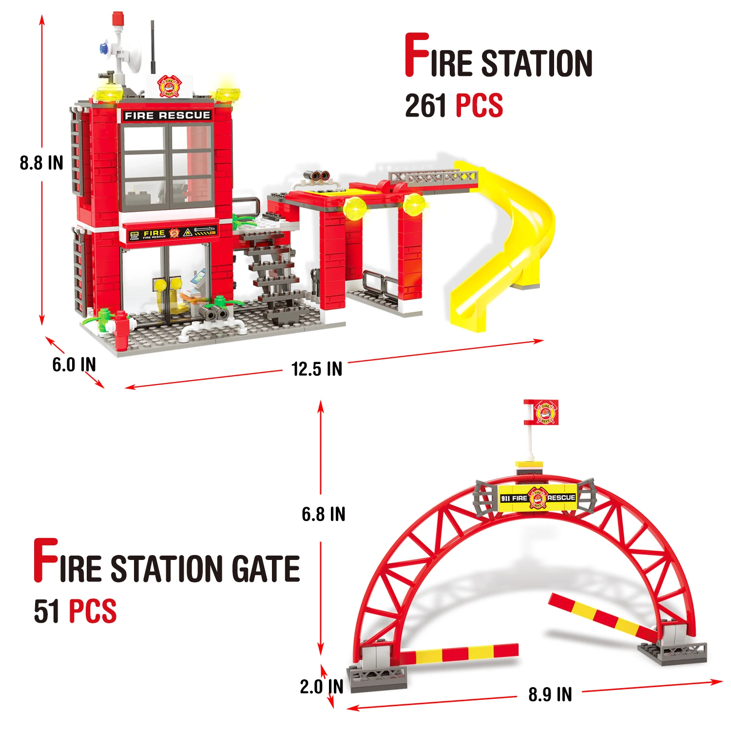 Exercise N Play City Fire Station Building Bricks Toy Creative Construction Play Set Kids Best Learning Roleplay Toy Gift