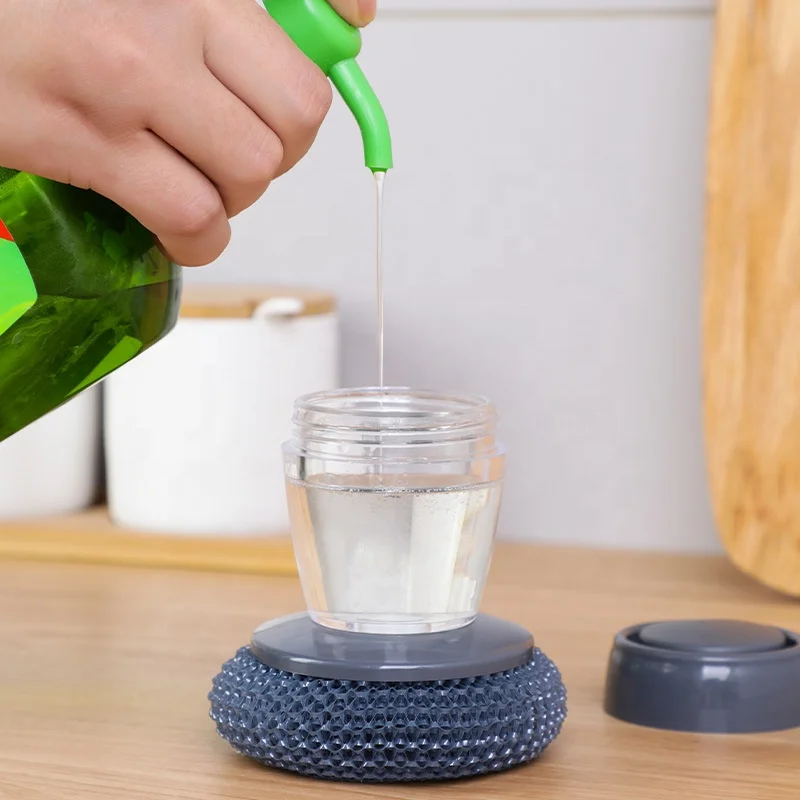 Functional Multifunctional Frying pan brush cleaning kitchen dishwashing brush with soap dispenser for dishwashing pan