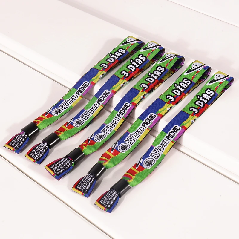 Custom wedding party Polyester cloth satin bracelet party wristband with reusable lock for event festival