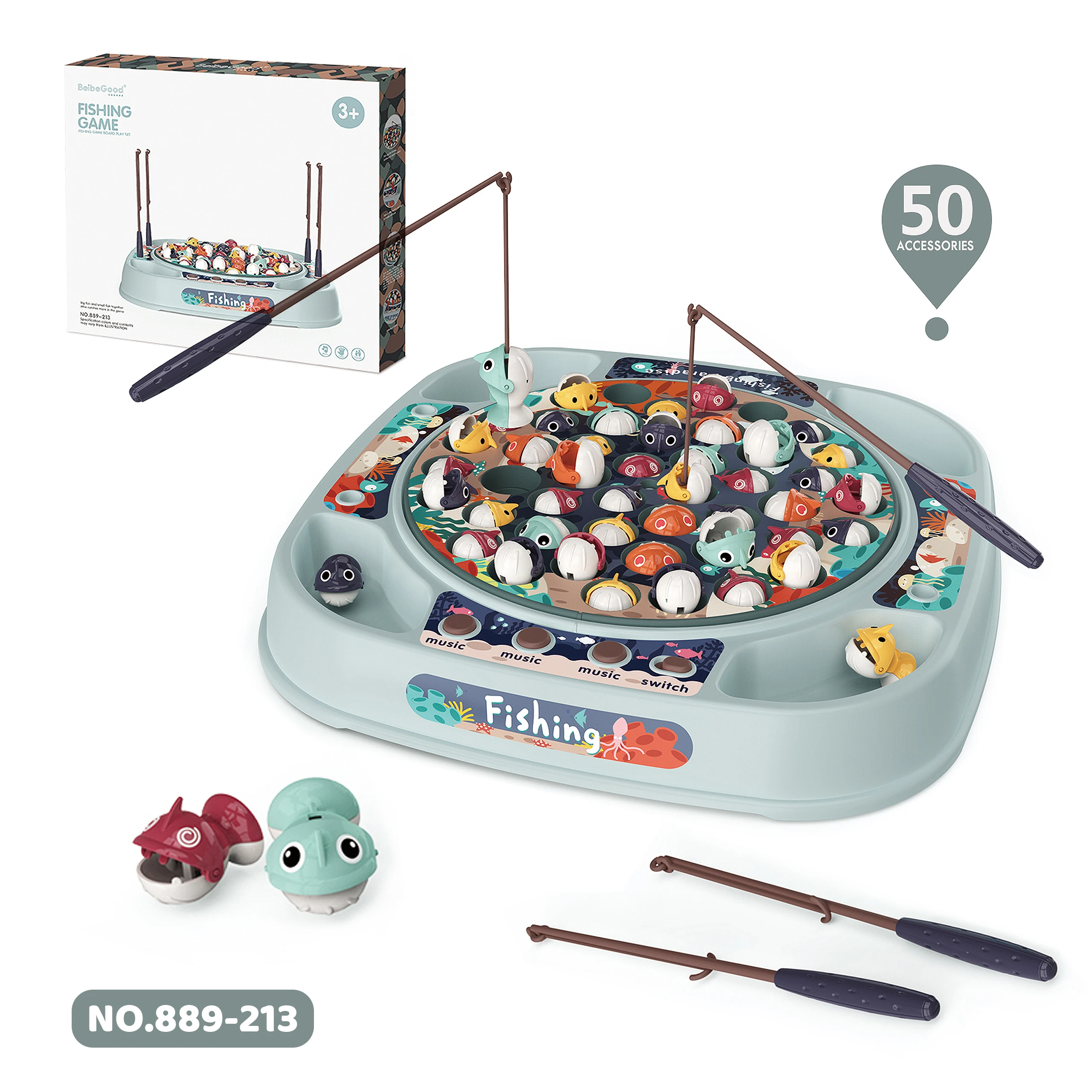 Вращающаяся рыболовная игра игрушка магнит рыбалка с музыкой и светильник набор рыболовных игрушек