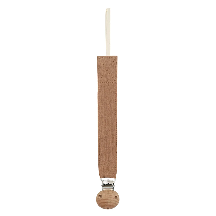 100% Muslin Cotton Baby Pacifier Clips Chain Beech Wooden Clip for Holder