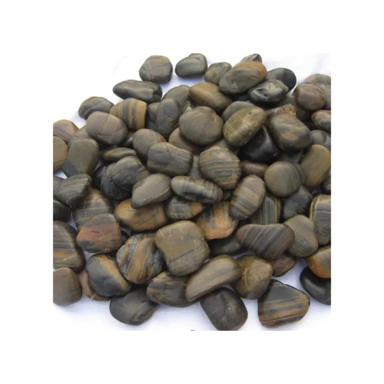 Wholesale home garden decoration grade quality natural normal polished tiger stripe color stone pebble