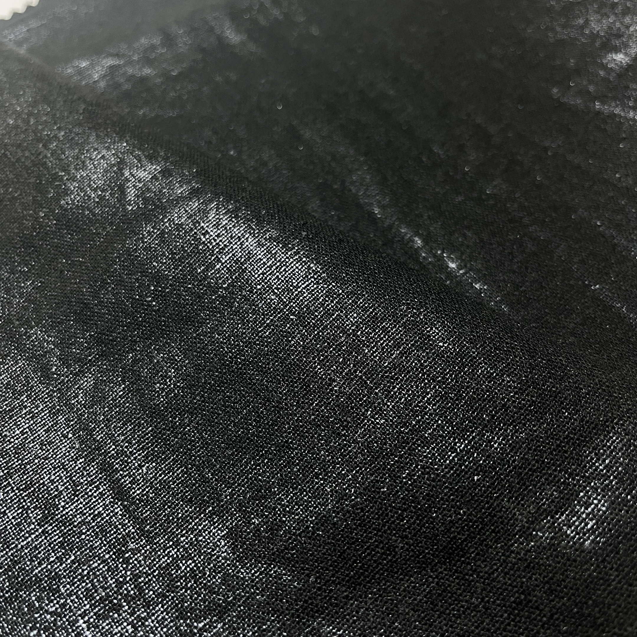 High quality Wholesale Factory Woven Tarpaulin fabric Solid Color 55%linen 45%viscose for womens clothing