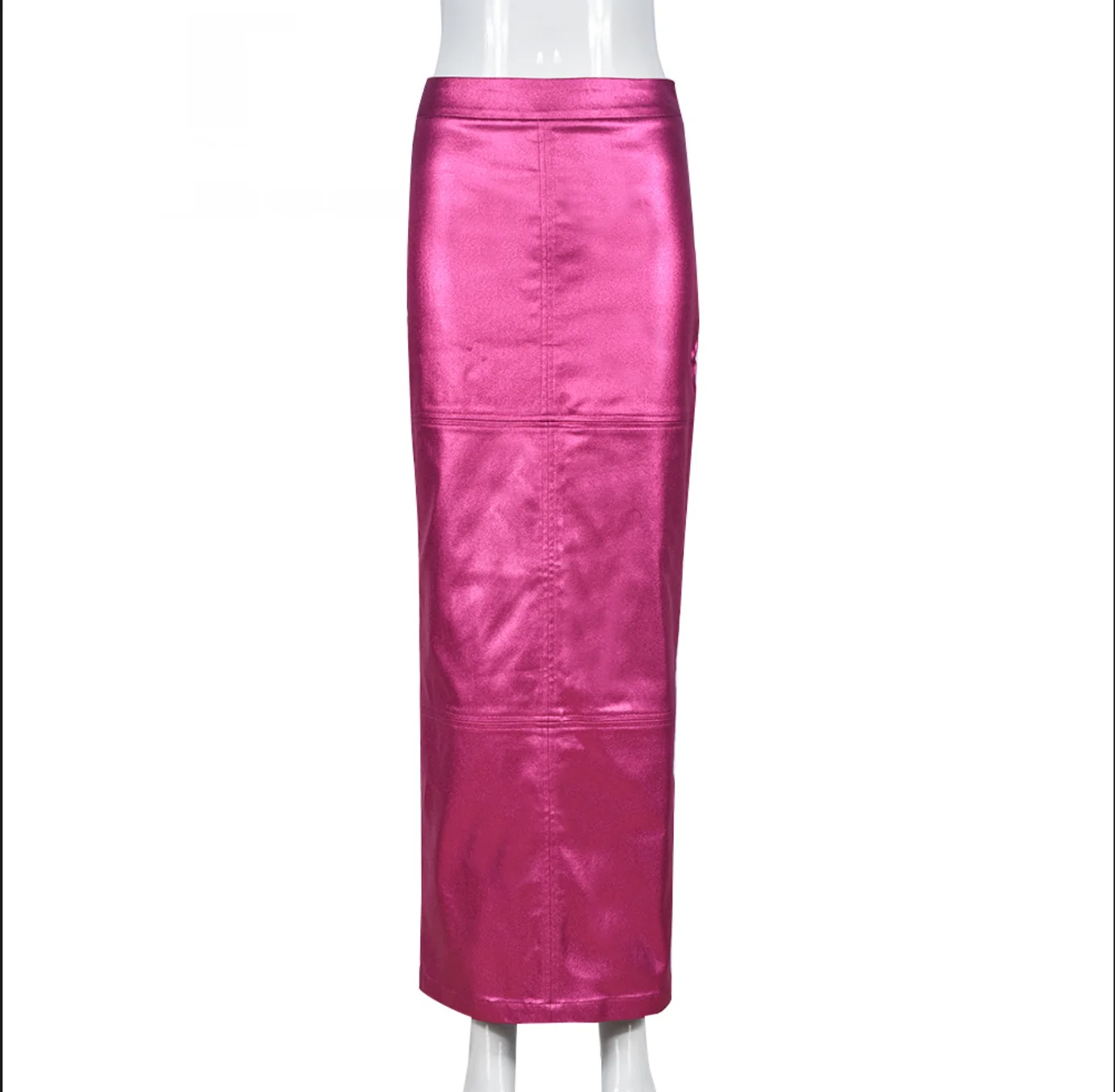 Summer new slim-fit bag hip splicing slit PU leather skirt