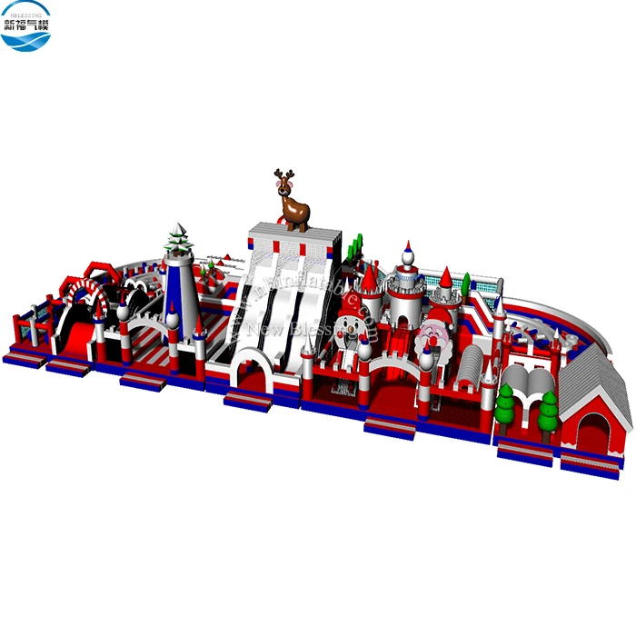 indoor inflatable Christmas Santa Claus theme park, outdoor inflatable amusement park equipment, inflatable game park for sale