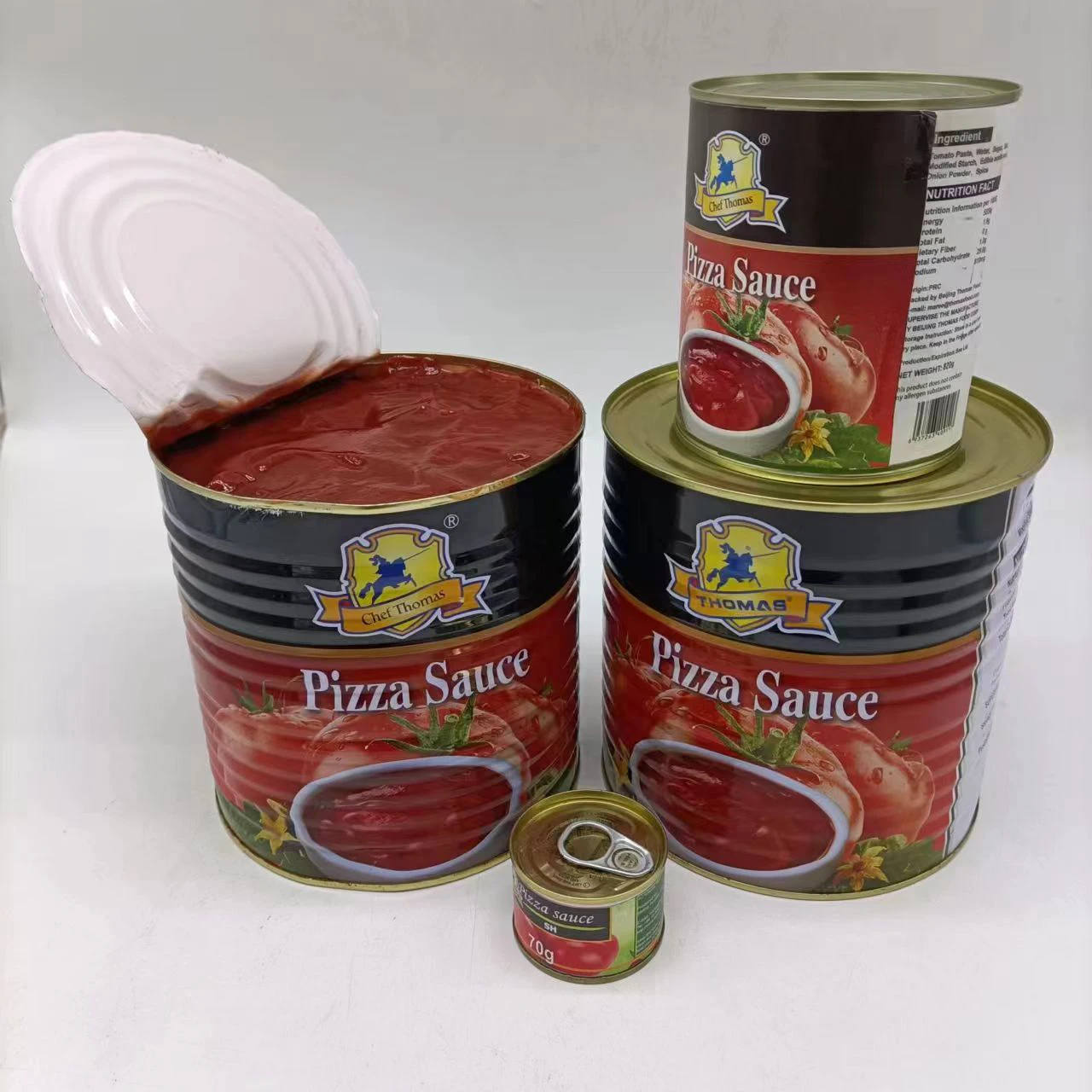 Very nice 420g OEM customized Thomas brand additive free vegetarian diet canned tomato paste pizza sauce