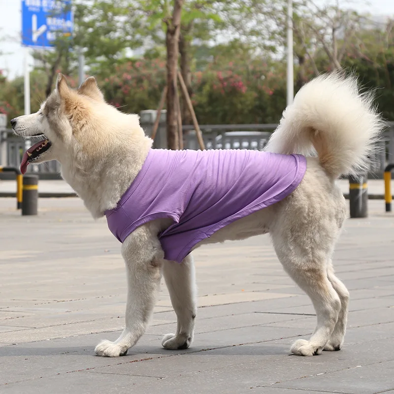 XS-5XL Small Big DogPet Summer Clothes 8 Colors 100% Cottton Plain Large Dog Supplies T-Shirt For Customize DIY Logo Pet Clothes