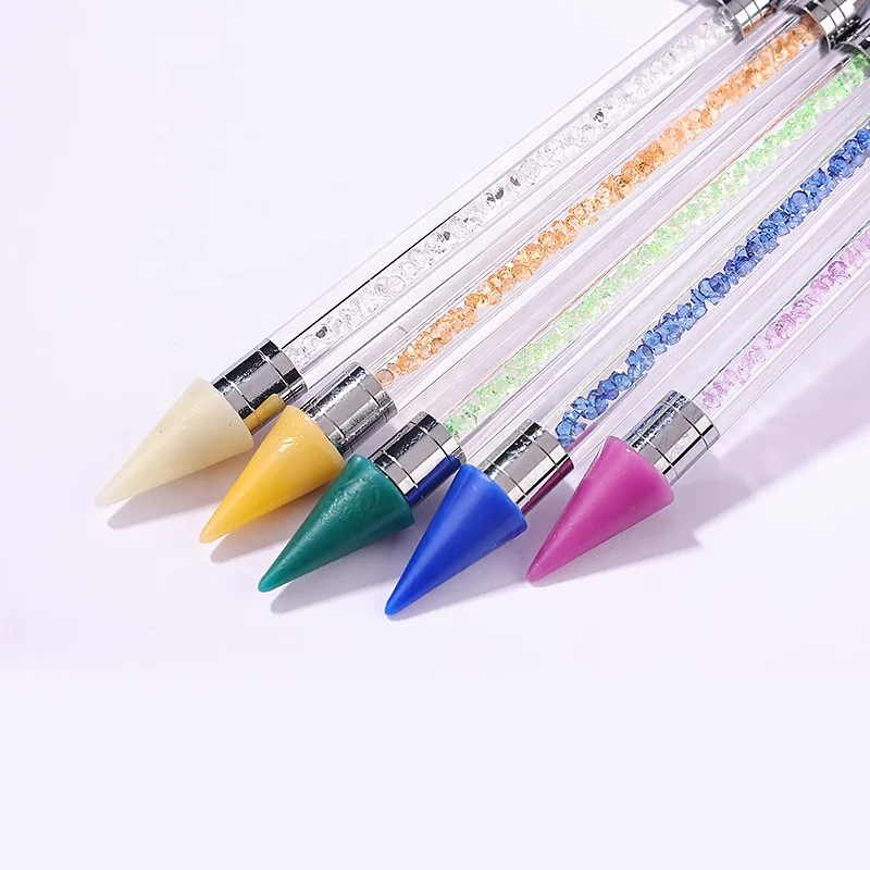 Wholesale Dual Head Acrylic Nail Art Dotting Pen Rhinestones Gem Accessories Beads Nail Picker Pencil Manicure Tools