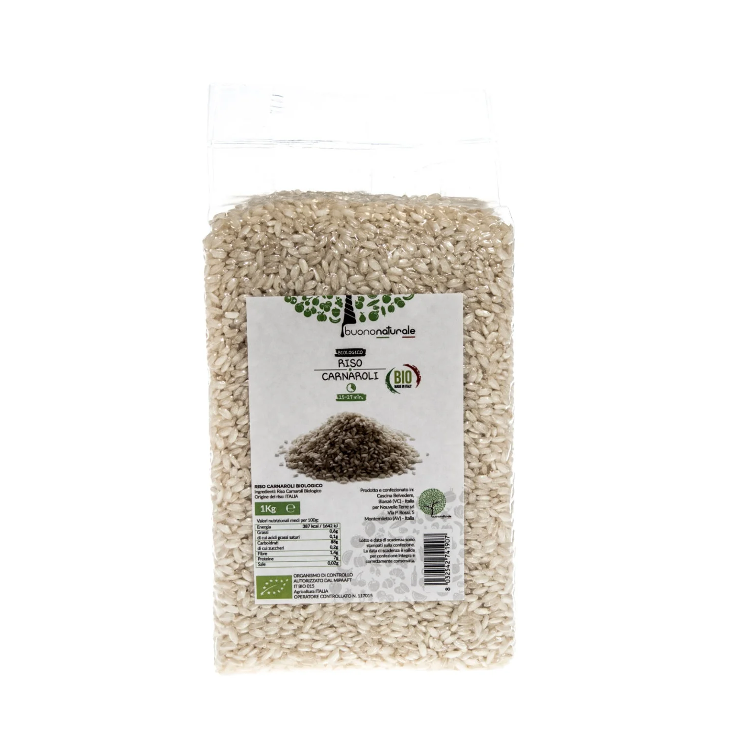Carnaroli rice ORGANIC 1kg Classic Italian Rice Ready in 15-17 Minutes Ideal for Risotto- or Sushi-Making