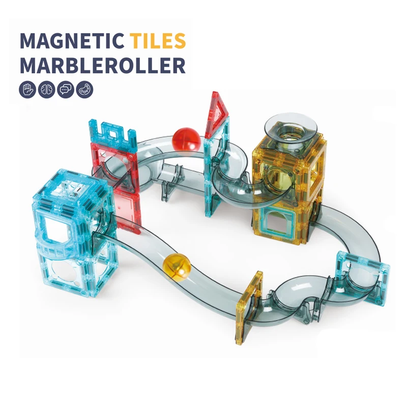 DIY Assemble Magnetic Marble Run Track Set Plastic Ball Runs Game Toy Magnetic Tile Blocks Magnetic Building Blocks Toy