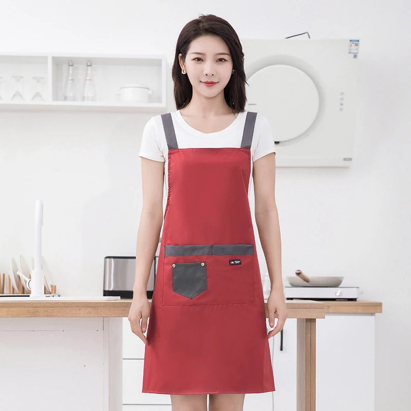 New Product plain color apron wear-resistant apron custom logo corrosion-resistant kitchen apron