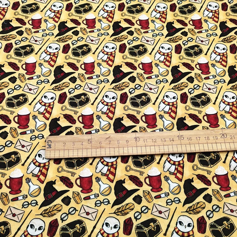 Cartoon Printing Owl Glass 100% Pure Cotton Fabric For Half Yard Diy Sewing Crafts Material