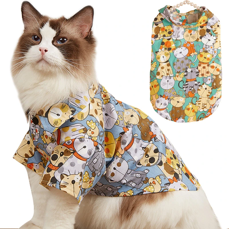 Pet Одежда с принтом в виде собак Летняя Пляжная футболка с цветочным рисунком и без рукавов в гавайском стиле для домашних питомцев, одежда для маленьких, средних и больших собак кошек Щенок Чихуахуа S-XXL