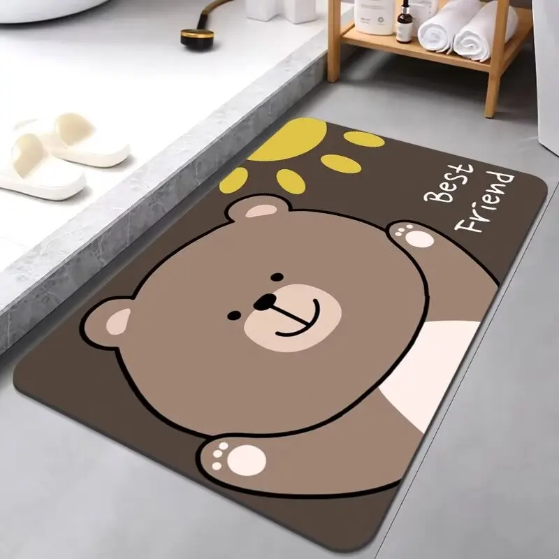 Diatom mud bathroom floor mat absorbs water quickly, separates dry and wet character rug, and thickens absorbent carpet