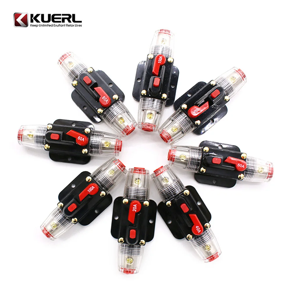 fuse holder 20A-150A car stereo audio inline circuit breaker automatic switch waterproof automotive vehicle fuse holder