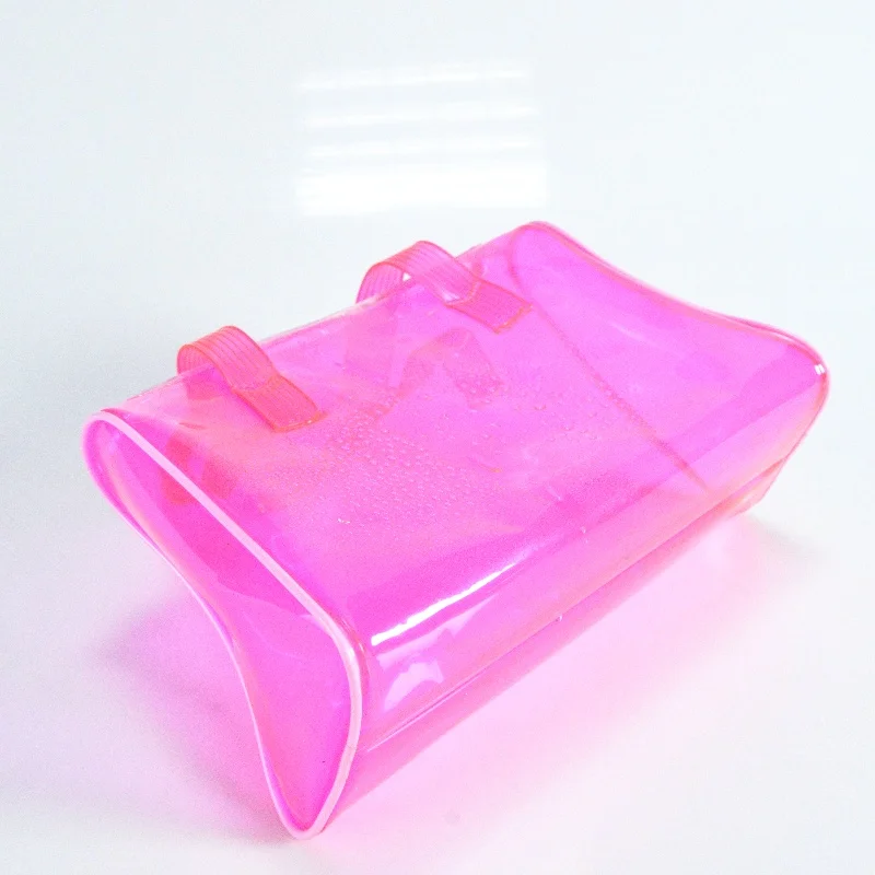 Wholesale Reusable Waterproof Pvc Clear Plastic 2 Handles Travel Zipper Handbags Plastic Christmas Gift Bags Shoulder Bags