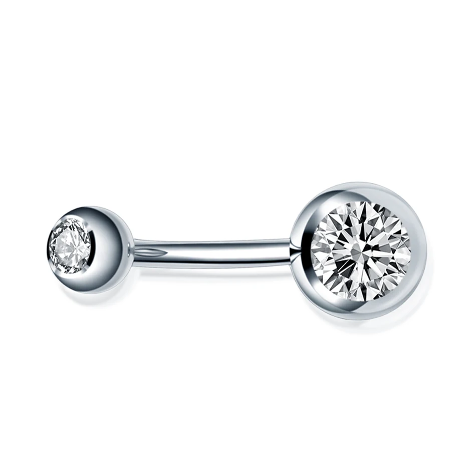 G23 14G Titanium Navel Rings Body Piercing Internal Threaded Double White Crystal Belly Button Ring Piercing Jewelry