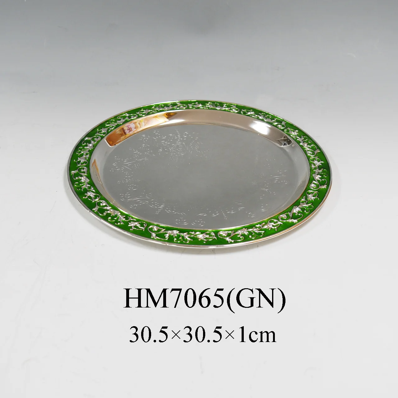 Exquisite design German silver metal silver plated dry fruit nut display plate with enamel