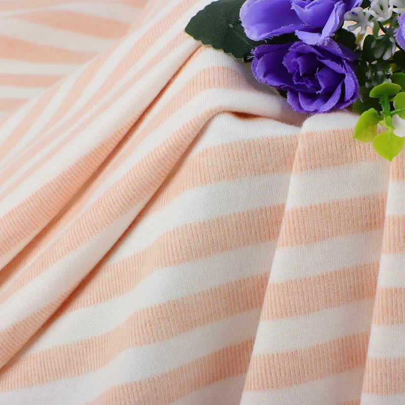 Customized 40s color stripes warm 40% cotton 5% spandex 55% viscose fiber (bamboo fiber) baby clothing fabric