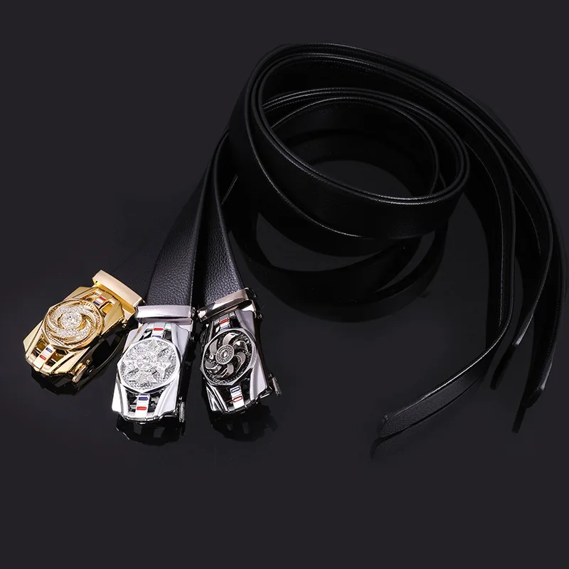 YD7 Four-leaf clover windmill inlaid rhinestone square automatic buckle belt shoes and clothing gift belt spot sales