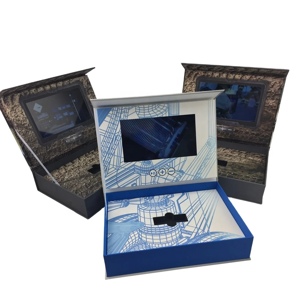 
Popular Customized Invitation Small TFT LCD Screen Video Brochure Gift Box for Advertisement 