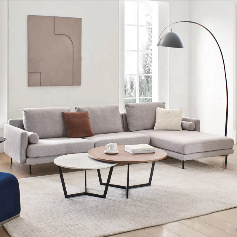 Modern living room furniture L-shaped lounge sofa Multi person combination fabric sofa