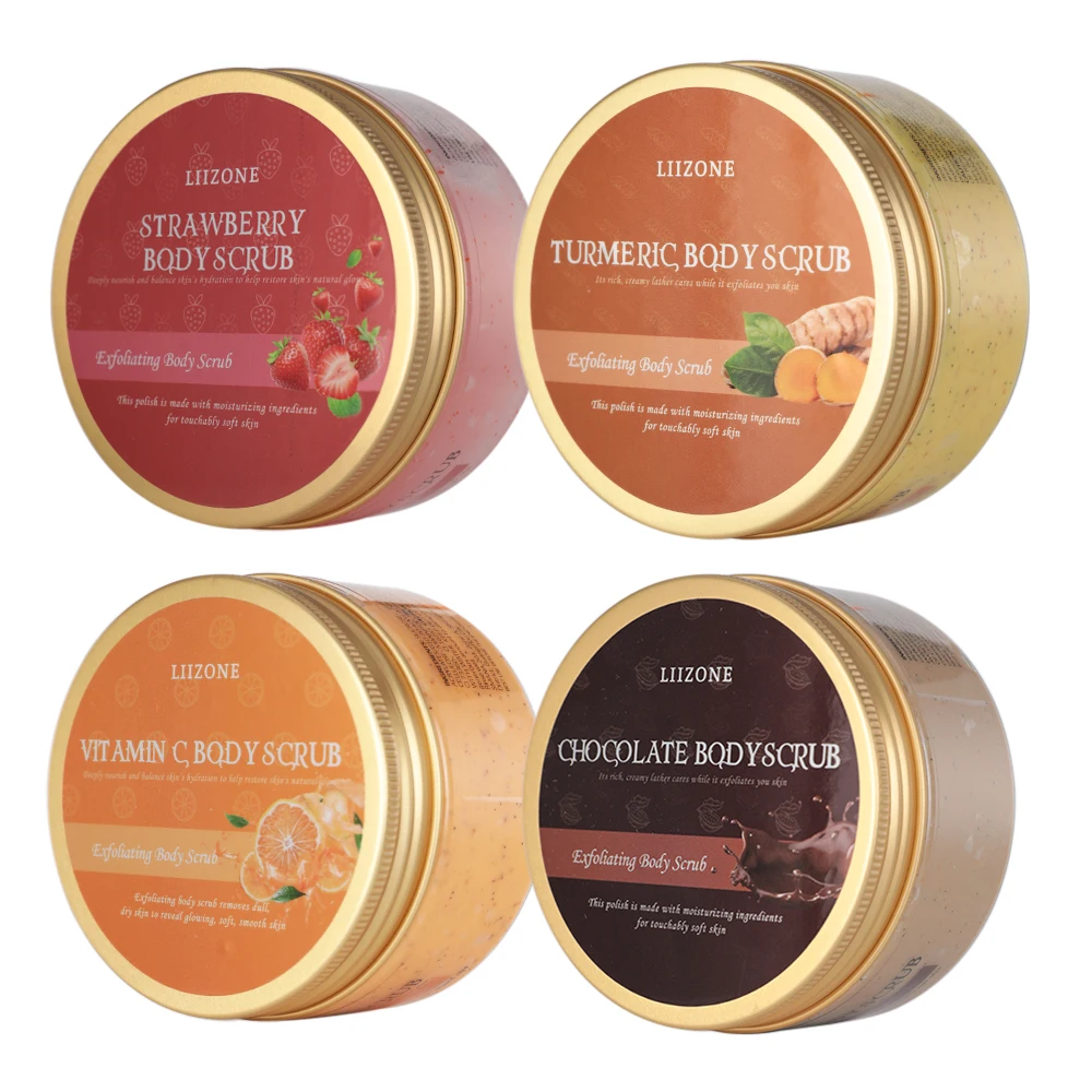 LIIZONE 100% Nature Private Label Skin Care Natural Tumeric Scrub Organic Exfoliating Brightening Sugar Turmeric Face Body Scrub