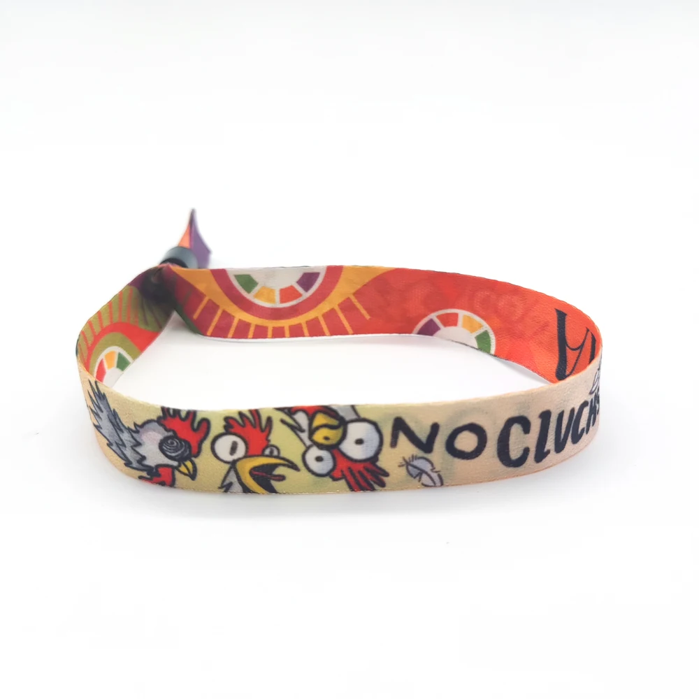 Wholesale Dye Sublimation Custom pink Satin Silk Printed Bracelet Ribbon Wristbands with logo Custom