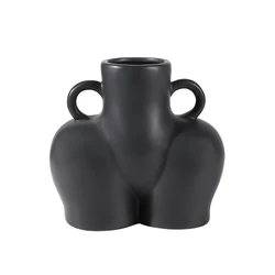 Merlin Living Matte Human Body Sculpture Ceramic Nude Art Butt Vase Modern Home Decor Vase Modern for Black Vase Decoration