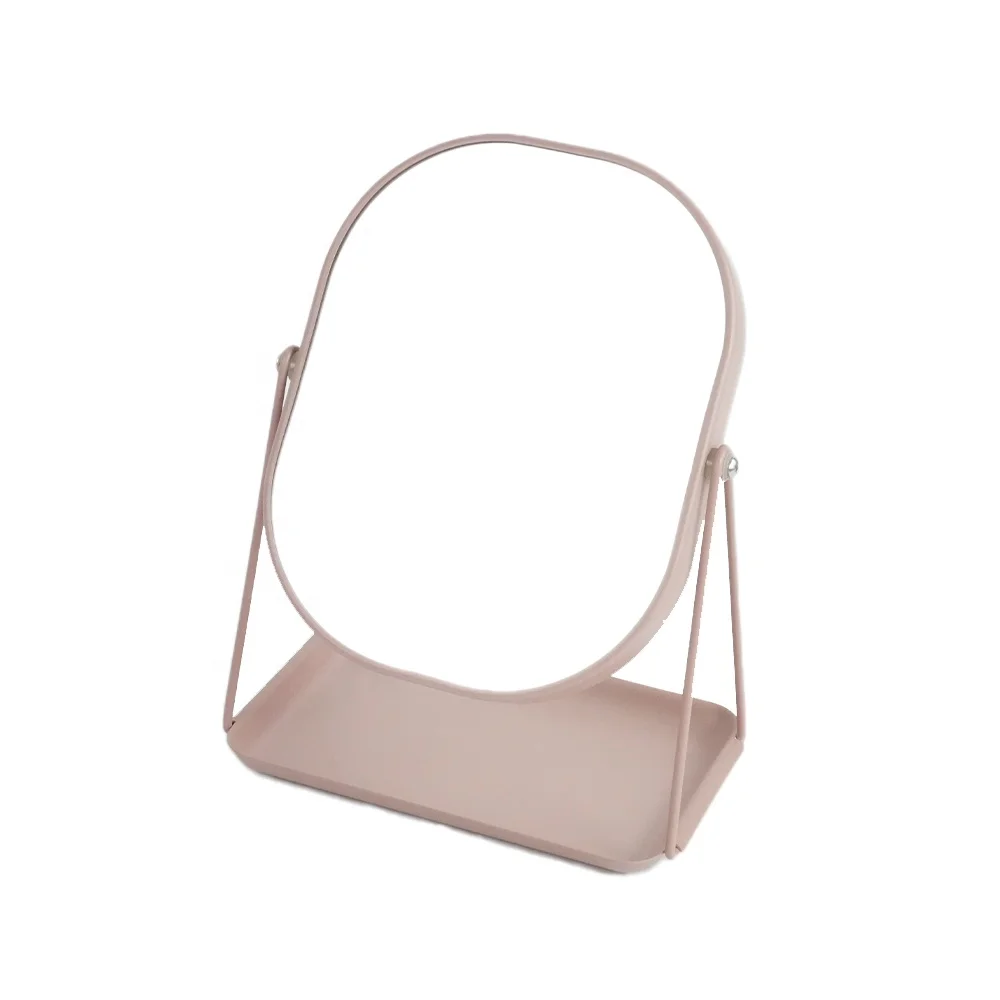 Foryoudecor Reusable Bedroom Oval 6 inch  Metal Pink Table  Makeup Mirror Magnifier 3X Vanity Storage Mirror