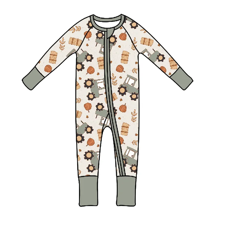 95% Bamboo 5%Spandex Halloween Pumpkin  Newborn Toddler Long Sleeve Baby Romper Zippy Pajamas