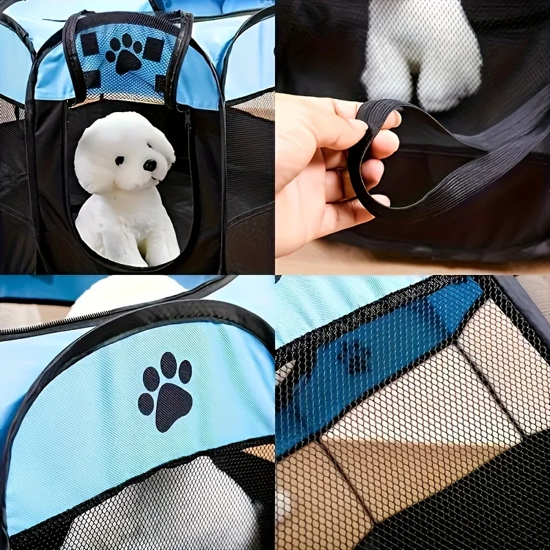 Small Portable Breathable Oxford Dog Tent Houses Indoor Pet Cage with Octagon Fence Design Zipper Closure for Outdoor Kennels