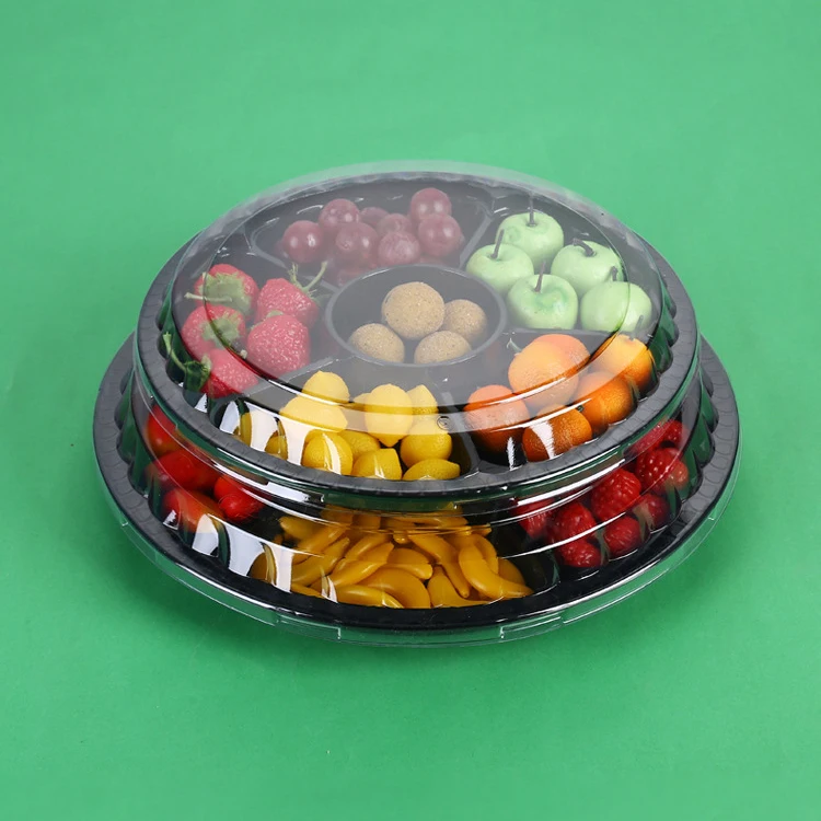 Food Grade Large Capacity Plastic PET Salad Bowl With Transparent Lid Camping Large Salad Bowl Food Container