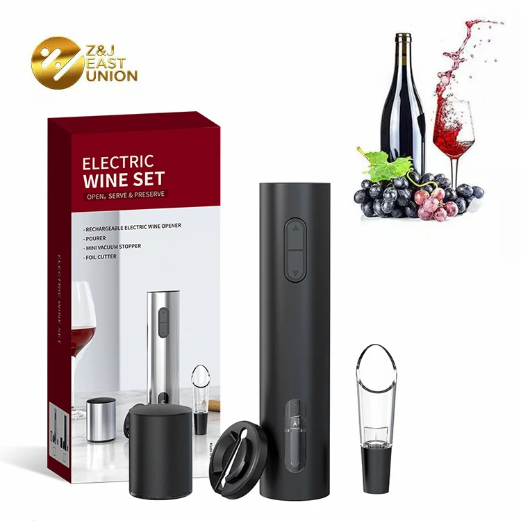 Hot Sale 4 in 1 Wine Accessories Micro Usb Electric Red Wine Corkscrew Bottle Opener Set