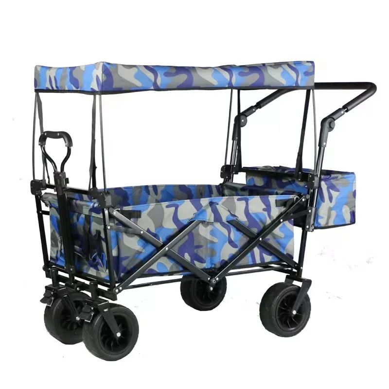 Wholesale custom logo foldable camping cart trolley camping folding wagon cart for outdoor