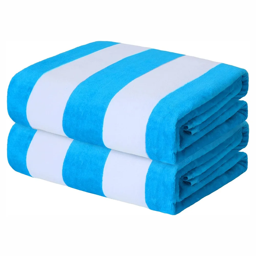 Custom color dyed printed beach towel cotton high quality towel pool oem black grey and white striped beach towels