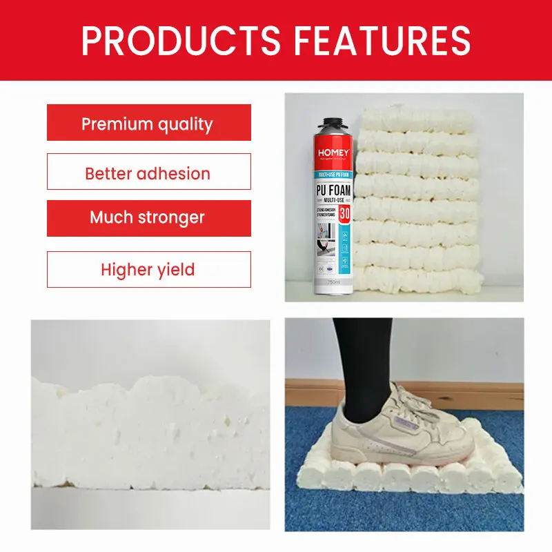 Homey General purpose 750 ML PU foam polyurethane foam adhesive espuma de poliuretano