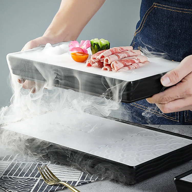 Hot Selling Melamine Sashimi Dry Ice Plate Wholesale Multiple Shape Salmon Sushi Plate