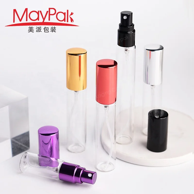 Wholesale Customized 5ml 8ml 10ml 15ml Sample Clear Empty Mini Round Glass Refillable Spray Perfume Bottle With Atomizer