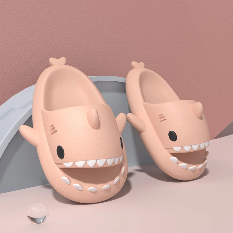 Pink Funny Shark Slides Thick bottom custom stock cloudy couples soft sole 3d bath shark shape slippers slides different colors