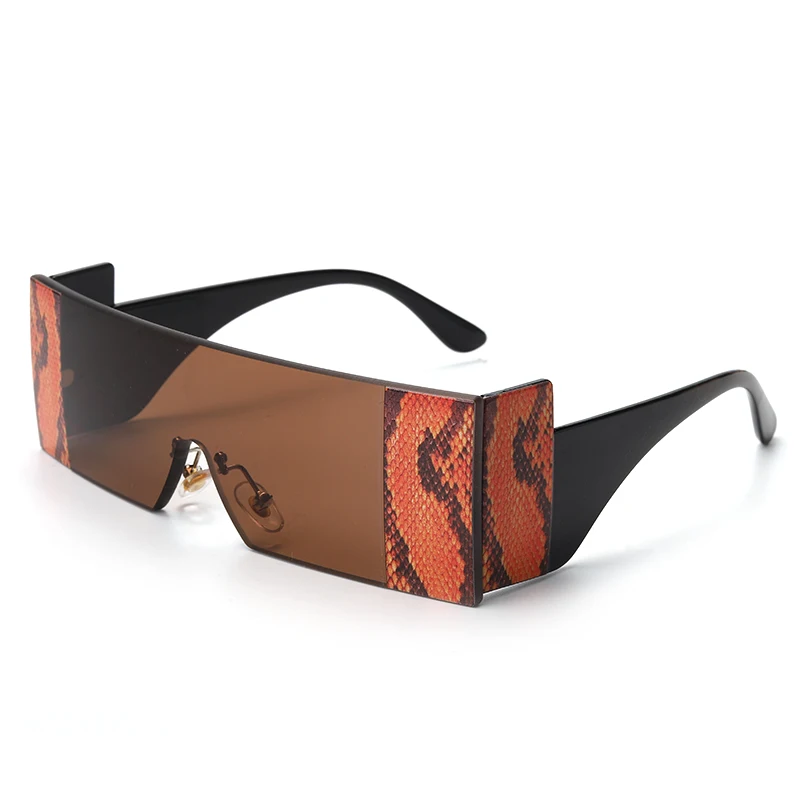 Tenyarn New Small Rectangle Sunglasses Women Luxury Brand One Piece Punk Men Shades Sun Glass Snake Tattoo Fashion Eyewear