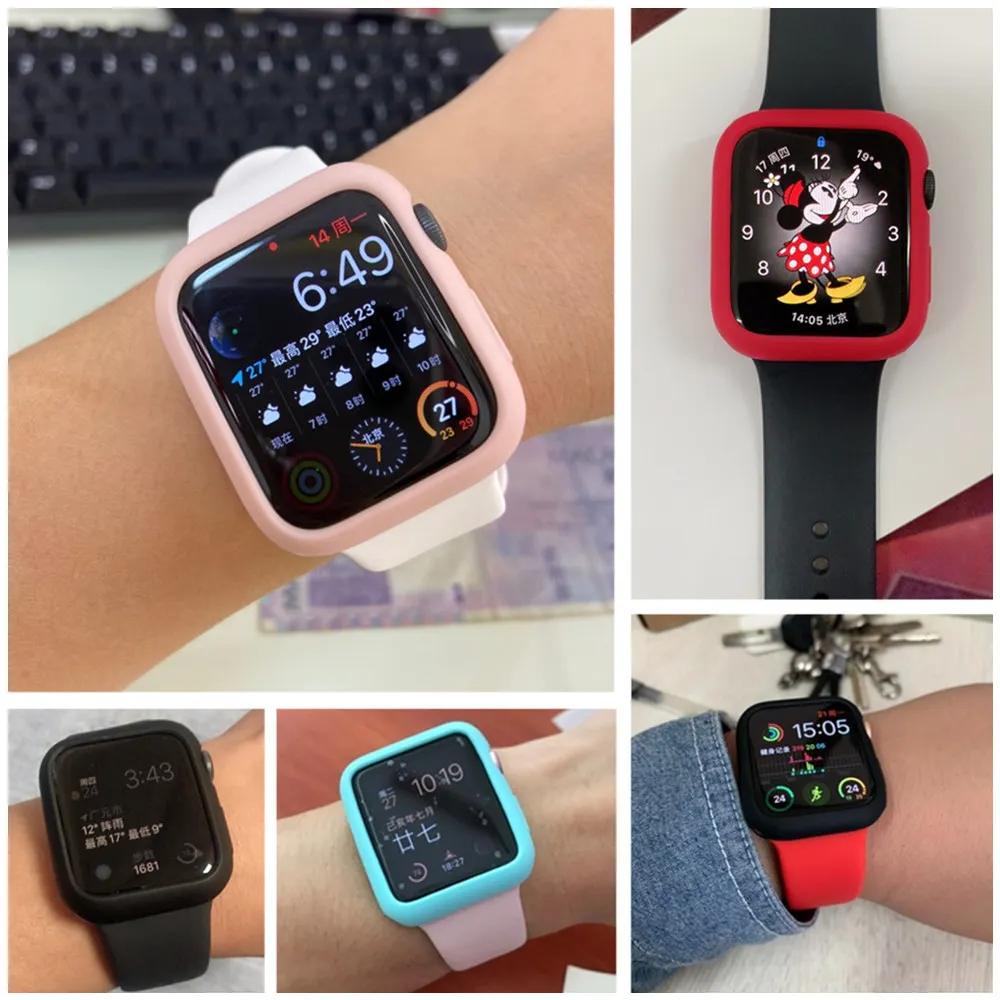  Мягкий силиконовый чехол карамельного цвета для Apple Watch 6 SE 5 4 3 2 1 40 мм 44 защитный iWatch 42 38